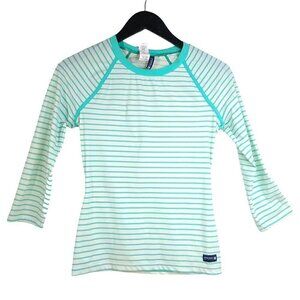 Sperry Top-sider White Mint Green Striped Swim Rashguard Swim Cover